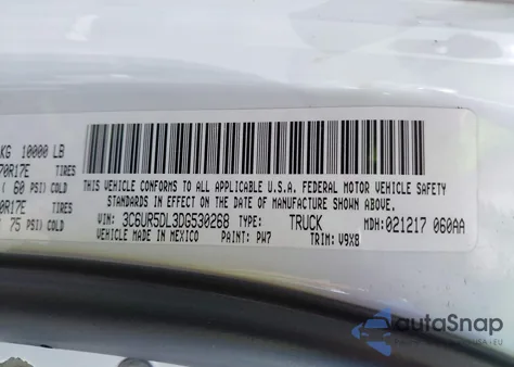 2013 Ram 2500 Slt z USA, uszkodzony, nr VIN 3C6UR5DL3DG530268